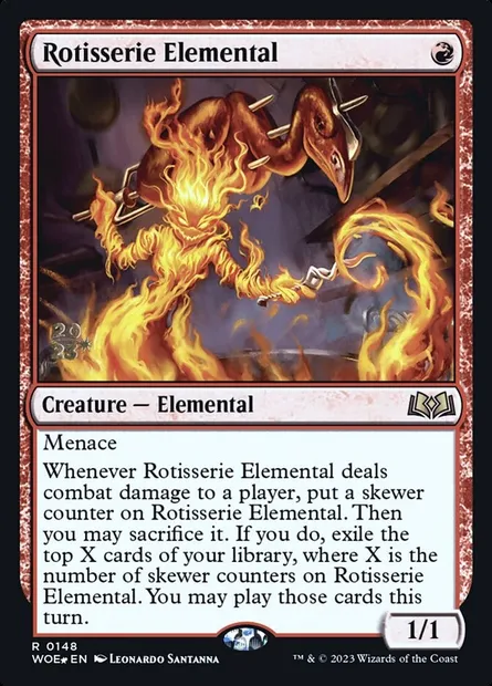 Élémental de rôtisserie, carte Magic PWOE 148s — extension Wilds of Eldraine Promos