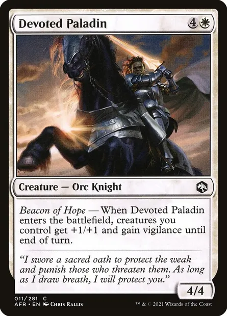 Devoted Paladin, Magic card AFR 11 — Adventures in the Forgotten Realms set