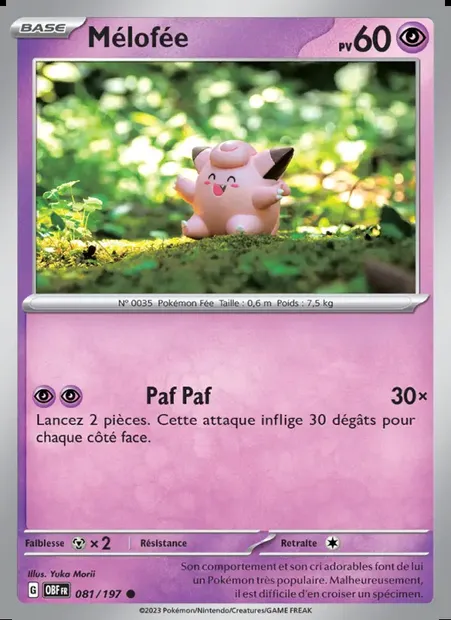 Mélofée, carte Pokémon OBF 081 — extension Flammes Obsidiennes