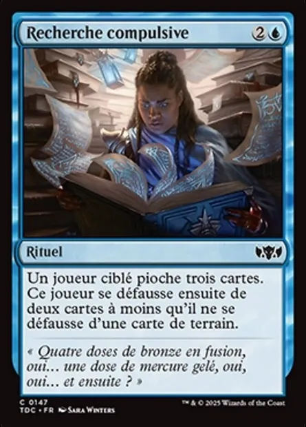Recherche compulsive, carte Magic TDC 147 — extension Tarkir: Dragonstorm Commander