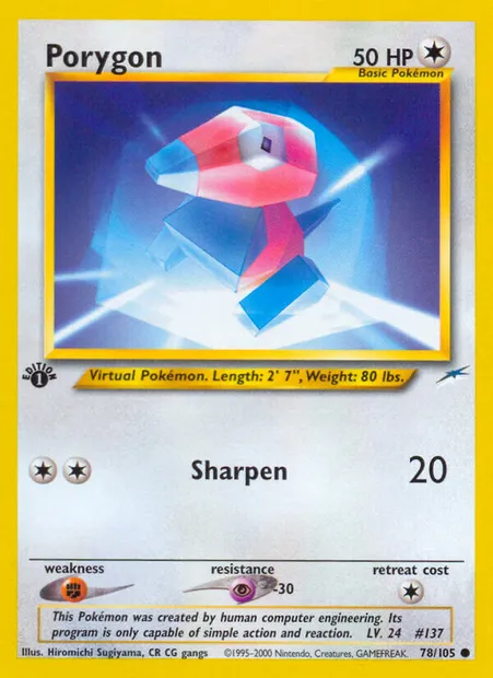 Porygon, Pokémon card NDE 78 — Neo Destiny set