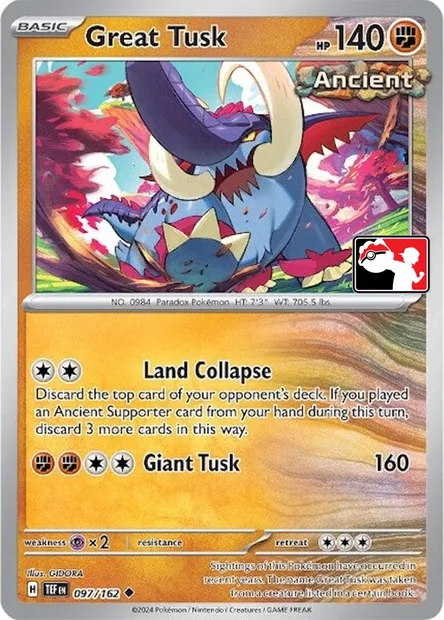 Great Tusk, Pokémon card PPS 097-4 — Play! Pokémon Prize Pack Series set
