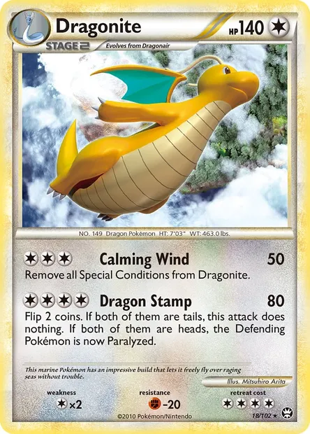 Dragonite, Pokémon card TM 18 — Triumphant set