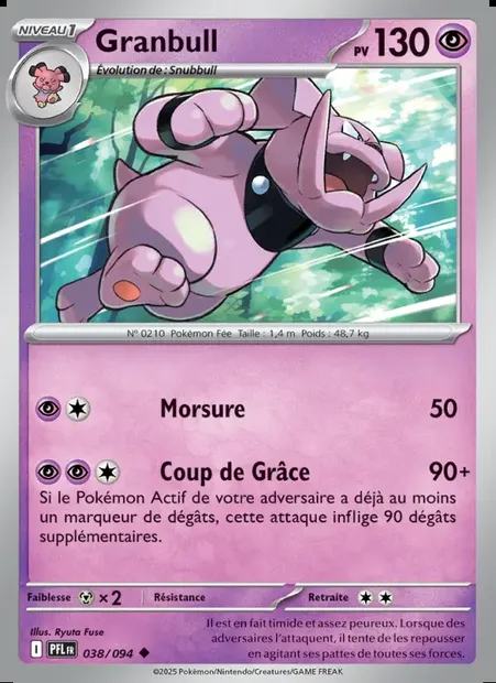 Granbull, carte Pokémon PFL 038 — extension Flammes Fantasmagoriques