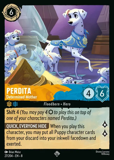 Perdita - Determined Mother, Disney Lorcana card CH8-027 — The Reign of Jafar set