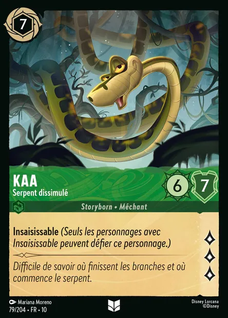 Kaa - Serpent dissimulé, carte Disney Lorcana CH10-079 — extension Lueurs dans les Profondeurs