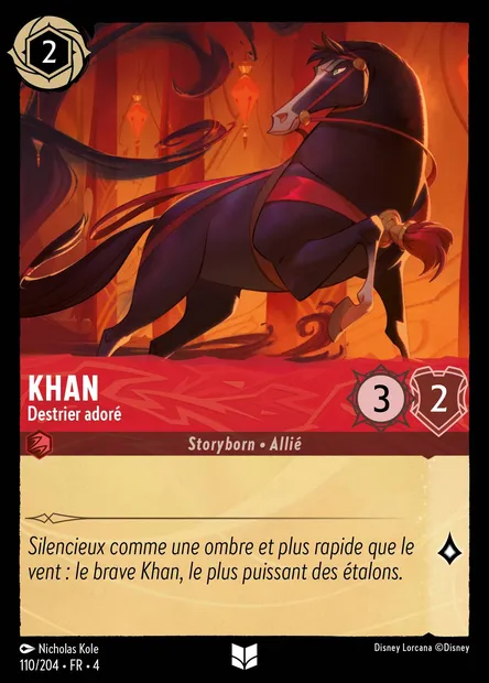 Khan - Destrier adoré, carte Disney Lorcana CH4-110 — extension Le Retour d'Ursula