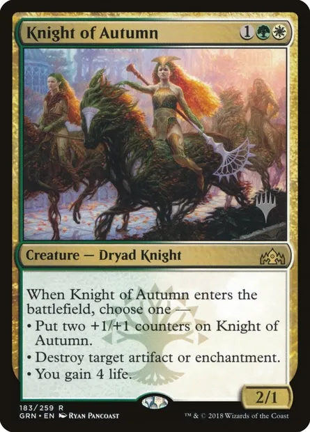 Knight of Autumn, Magic card PGRN 183p — Guilds of Ravnica Promos set