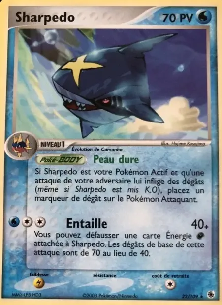 Sharpedo, carte Pokémon RS 22 — extension EX Rubis & Saphir