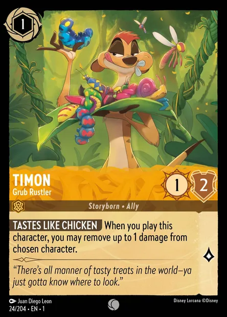 Timon - Grub Rustler, Disney Lorcana card CH1-024 — The First Chapter set