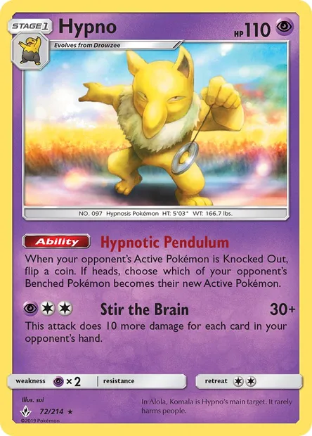 Hypno, Pokémon card UNB 72 — Unbroken Bonds set