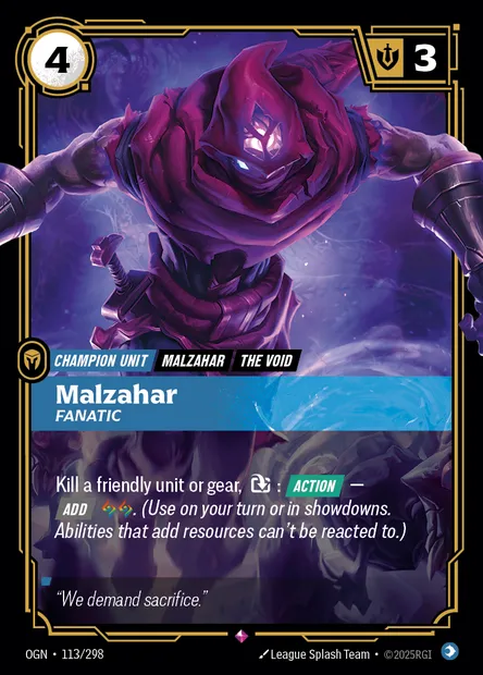 Malzahar, Riftbound card OGN 113 — Origins set