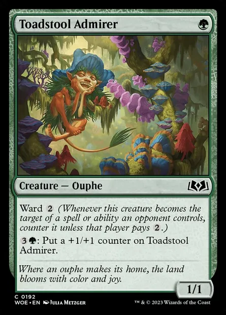 Toadstool Admirer, Magic card WOE 192 — Wilds of Eldraine set