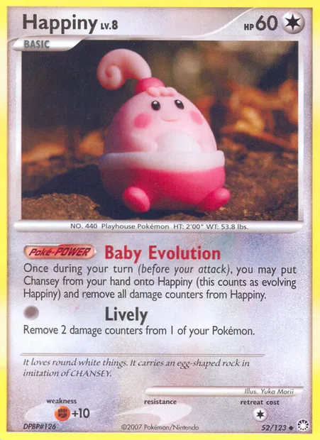 Happiny, Pokémon card MT 52 — Mysterious Treasures set