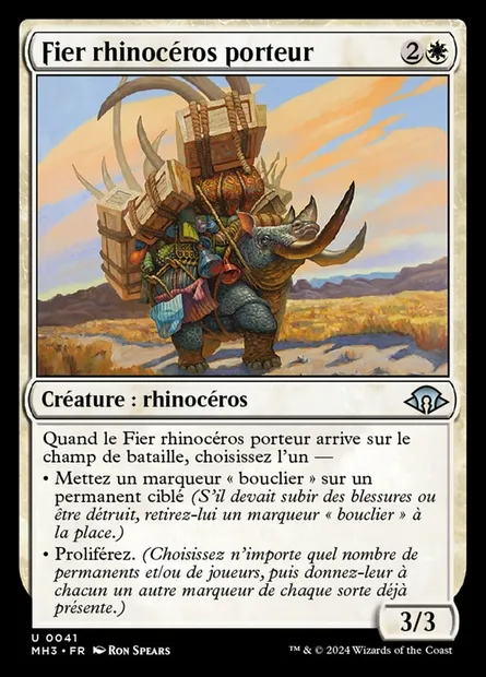 Fier rhinocéros porteur, carte Magic MH3 41 — extension Modern Horizons 3