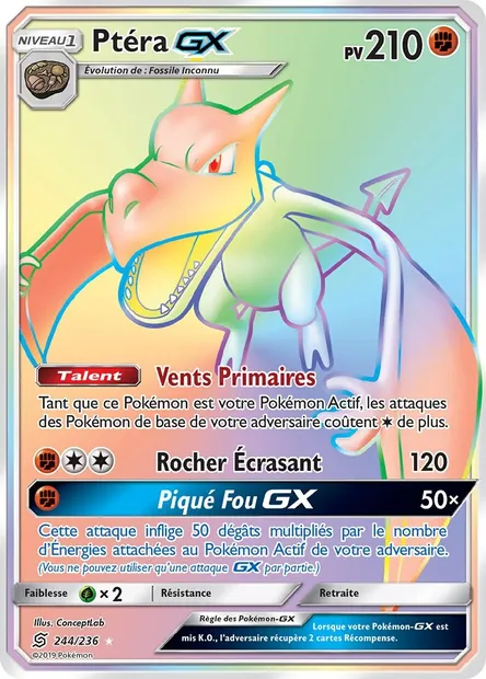 Ptéra GX, carte Pokémon UNM 244 — extension Harmonie des Esprits