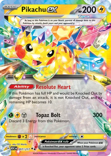 Pikachu ex, Pokémon card ASC 057 — Ascended Heroes set