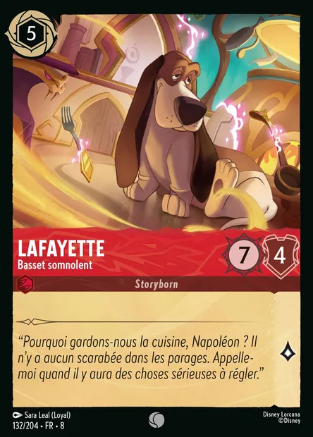 Lafayette - Basset somnolent, carte Disney Lorcana CH8-132 — extension Le Règne de Jafar