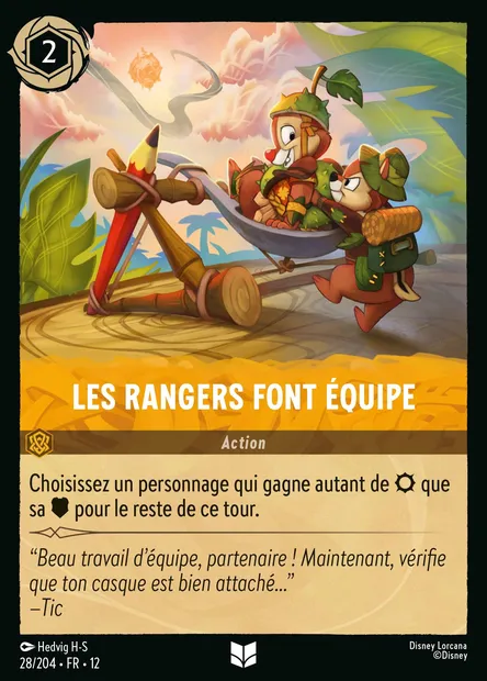 Les rangers font équipe, carte Disney Lorcana CH12-028 — extension Contrées Inconnues