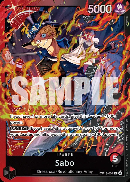 Sabo, One Piece card OP13-004 — CARRYING ON HIS WILL set
