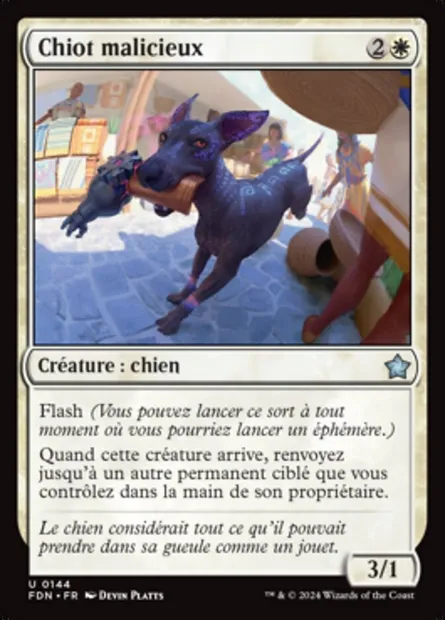 Chiot malicieux, carte Magic FDN 144 — extension Foundations