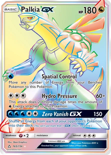 Palkia GX, Pokémon card UPR 165 — Ultra Prism set