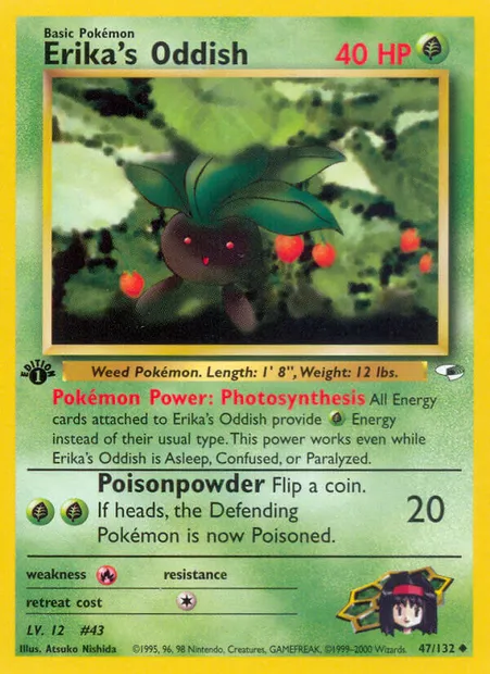 Erika's Oddish, Pokémon card GH 47 — Gym Heroes set