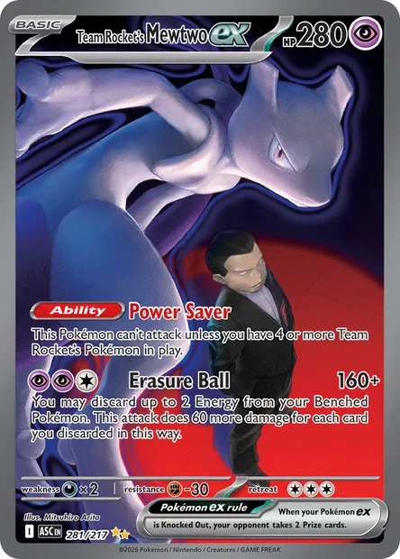 Team Rocket's Mewtwo ex, Pokémon card ASC 281 — Ascended Heroes set