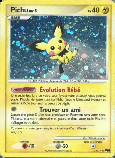 Pichu, carte Pokémon P9 11 — extension POP Série 9