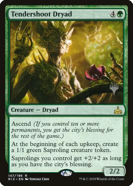 Tendershoot Dryad, Magic card PRIX 147p — Rivals of Ixalan Promos set