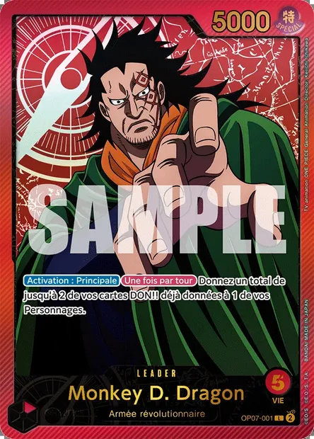 Monkey D. Dragon, carte One Piece OP07-001 — extension 500 YEARS IN THE FUTURE