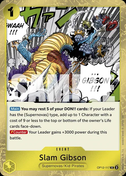 Slam Gibson, One Piece card OP12-117 — LEGACY OF THE MASTER set