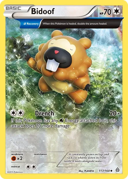 Bidoof, Pokémon card PRC 117 — Primal Clash set
