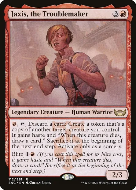 Jaxis, the Troublemaker, Magic card SNC 112 — Streets of New Capenna set