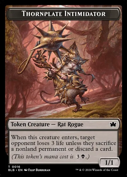 Thornplate Intimidator, Magic card TBLB 16 — Bloomburrow Tokens set