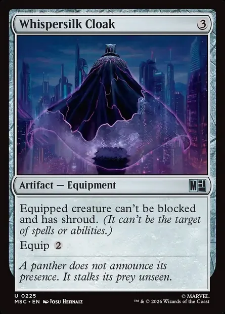 Whispersilk Cloak, Magic card MSC 225 — Marvel Super Heroes Commander set