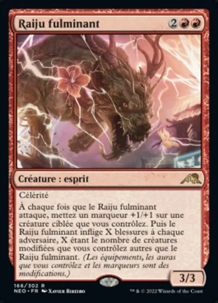 Raiju fulminant, carte Magic NEO 166 — extension Kamigawa: La Dynastie Néon