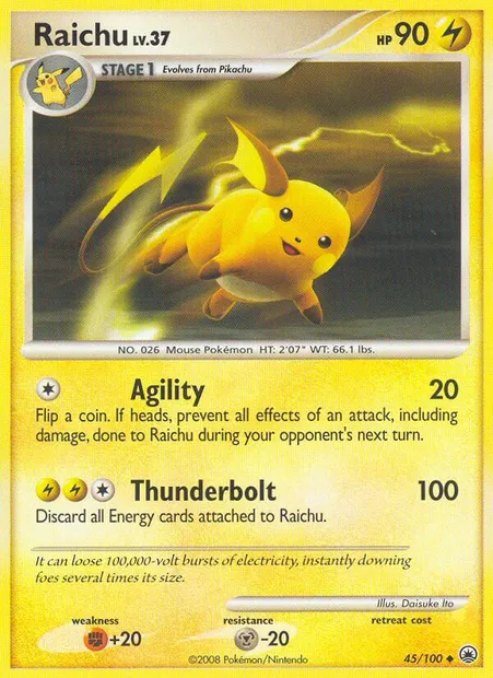 Raichu, carte Pokémon MD 45 — extension Aube Majestueuse