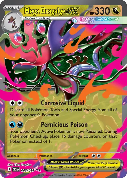 Mega Dragalge ex, Pokémon card CRI 065 — Chaos Rising set