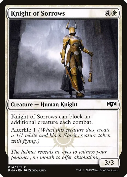 Knight of Sorrows, Magic card RNA 14 — Ravnica Allegiance set