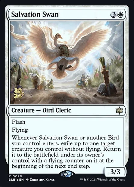 Salvation Swan, Magic card PBLB 28s — Bloomburrow Promos set