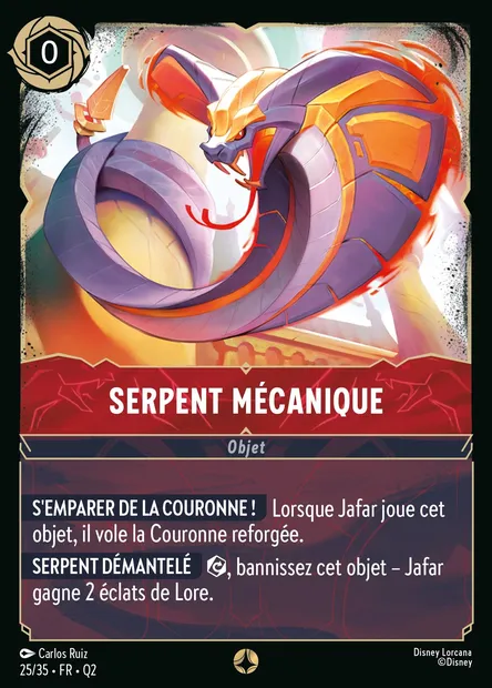 Serpent mécanique, carte Disney Lorcana Q2-025 — extension Quête des Illumineurs: Vol au palais