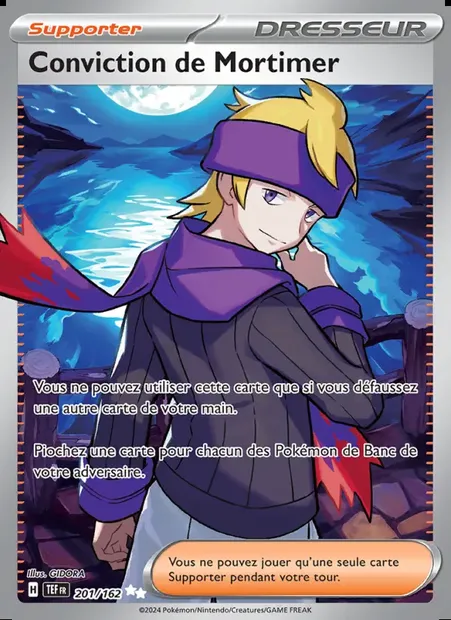 Conviction de Mortimer, carte Pokémon TEF 201 — extension Forces Temporelles
