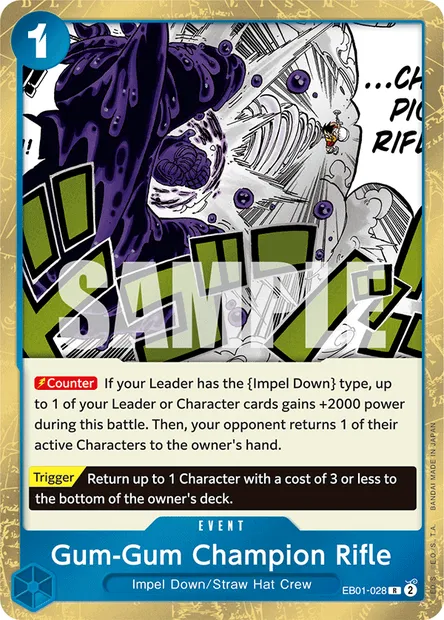 Gum-Gum Champion Rifle, One Piece card EB01-028 — MEMORIAL COLLECTION set