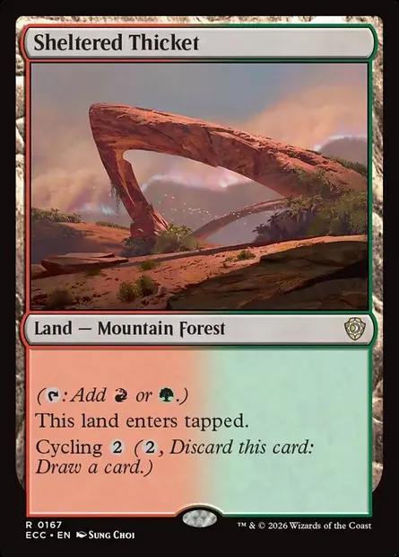 Sheltered Thicket, Magic card ECC 167 — Lorwyn Eclipsed Commander set