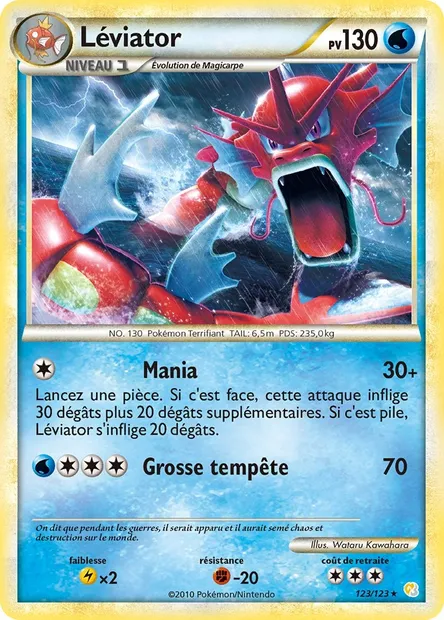 Léviator, carte Pokémon HS 123 — extension HeartGold SoulSilver
