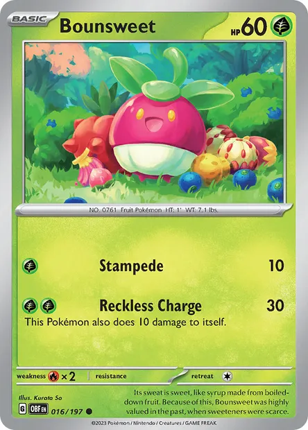 Bounsweet, Pokémon card OBF 016 — Obsidian Flames set