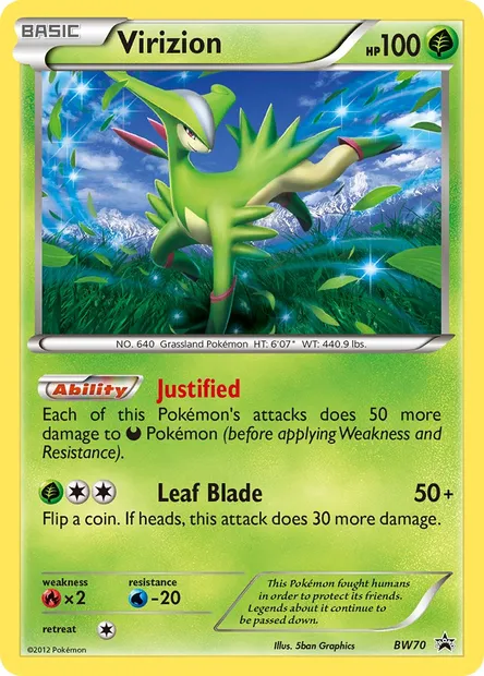 Virizion, Pokémon card BW 70 — BW Black Star Promos set