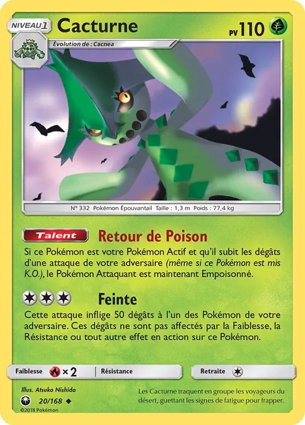 Cacturne, carte Pokémon CES 20 — extension Tempête Céleste