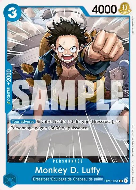 Monkey D. Luffy, carte One Piece OP15-051 — extension AVENTURE SUR L'ÎLE DE DIEU
